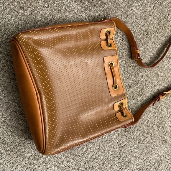 Dooney & Bourke Brown & Tan Vintage Leather Shoulder Bag with Gold Accents - Picture 2 of 7